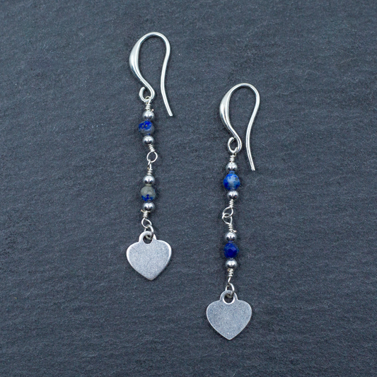 Blue Crystal Charm Earrings In Silver Plate