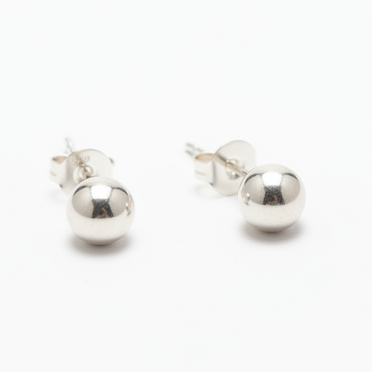 Silver Plate Ball Stud Earrings
