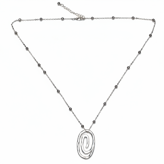 Swirl Pendant On Chain In Silver Plate