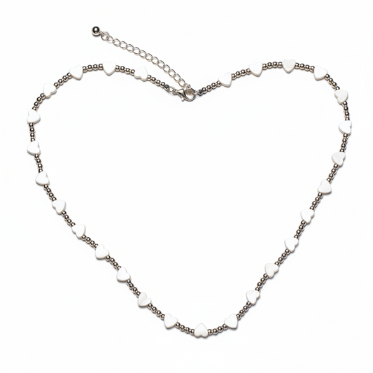 Short Heart Necklace In Silver Plate