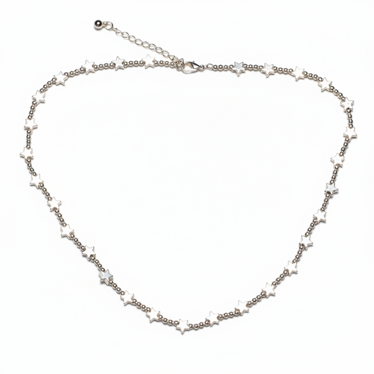 Short Star Necklace In Silver Plate
