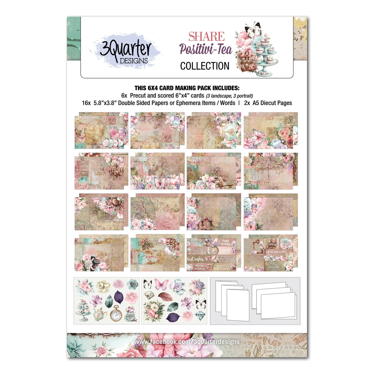 3Quarter Designs Positivi-Tea 6x4 Card Pack