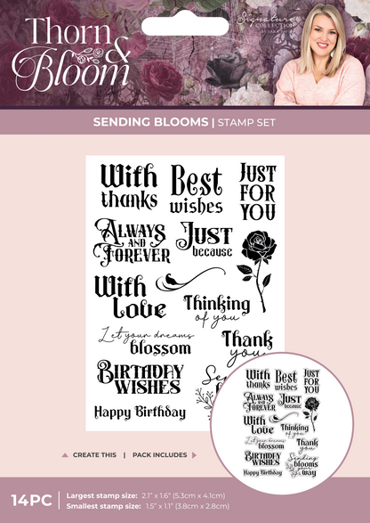 Sara Signature Thorn & Bloom Clear Acrylic Stamp Set - Sending Blooms