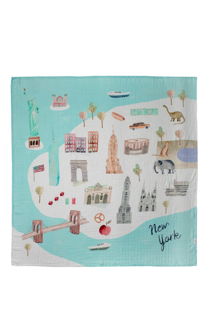 Baby Muslin Swaddle in Tanboocel® Bamboo Viscose - New York City