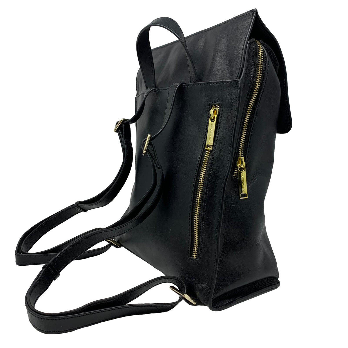 Sac à dos en cuir véritable noir, Antoinette