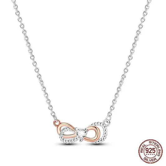 Endless Love Sterling Silver Infinity Bow Pendant Necklace