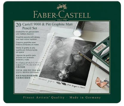 Faber-Castell PITT GRAPHITE MATT and CASTELL 9000 Tin of 20