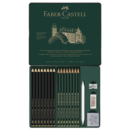 Faber-Castell PITT GRAPHITE MATT and CASTELL 9000 Tin of 20