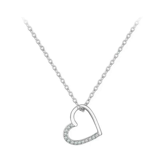 Genuine 925 Sterling Silver The Shape Of Love Chain Necklace For Women - Fine Jewelry 18.11'' Collar