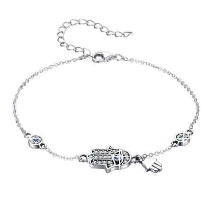 Sterling Silver Blue Evil Eye Charm Bracelet – Lobster Clasp