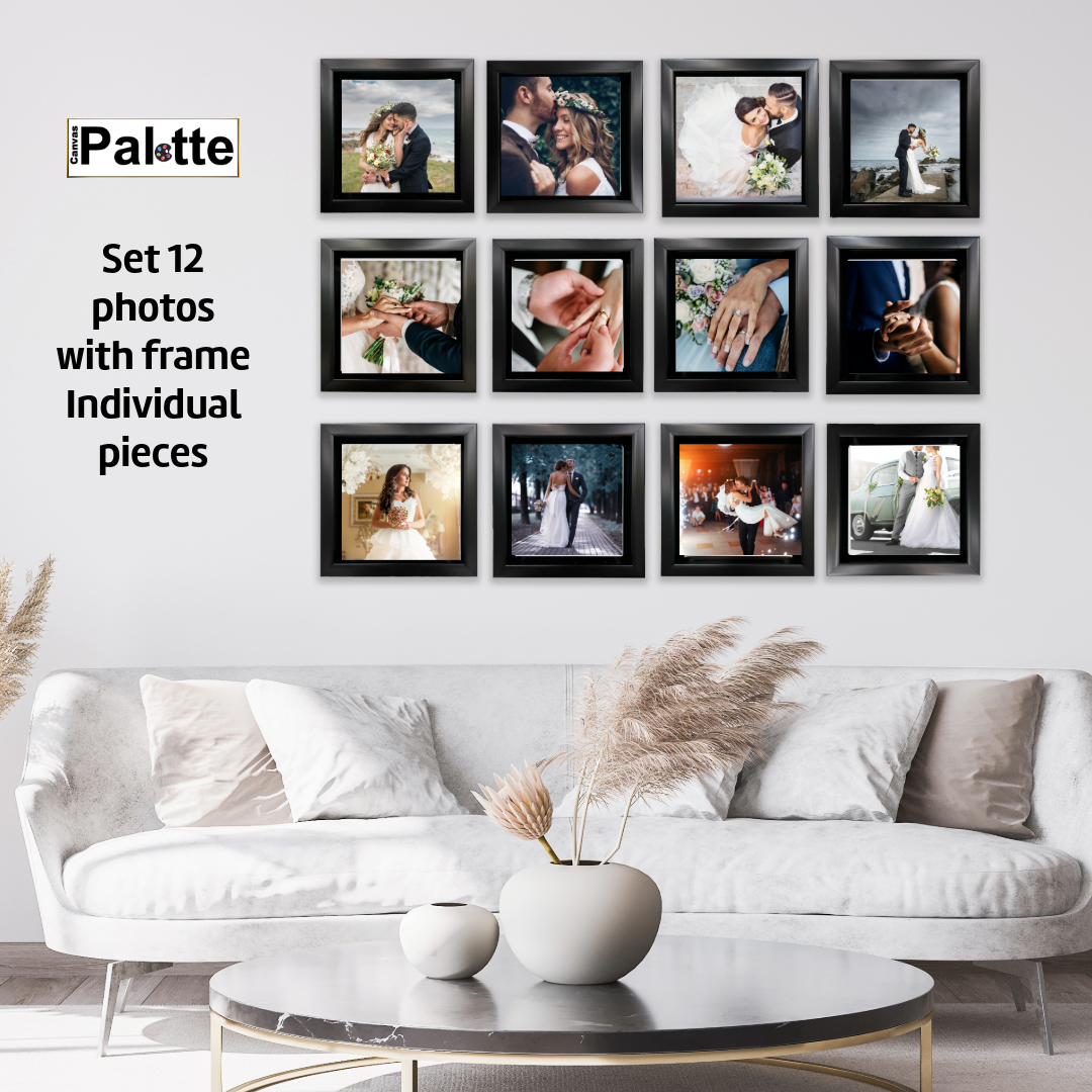 Leinwandbild-Set mit 12 gerahmten Quadraten