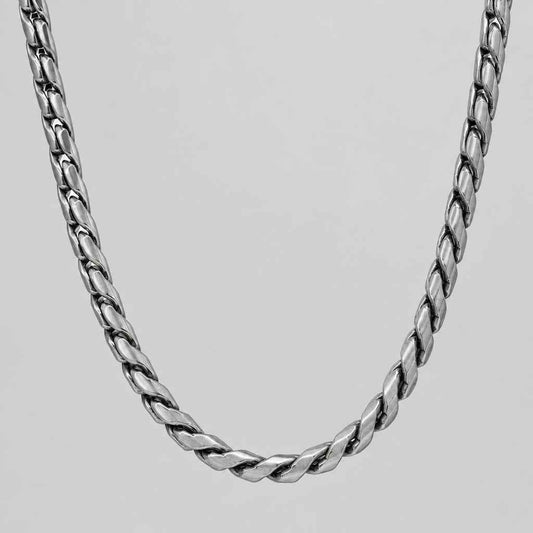 SteelTime Men's Oxidized Stainless Steel Fancy Link Chain Necklace