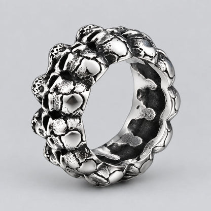 SteelTime Men's Stainless Steel Gothic Vintage Biker Skeleton Head Ring