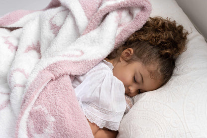 Rose Pink & White Strawberry Milkshake Extended Throw Blanket