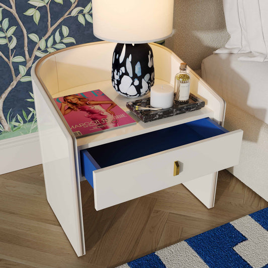 Cove 22" Lacquer Storage Drawer Nightstand - Multiple Colors Available