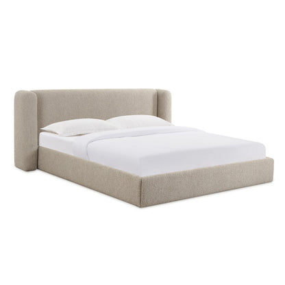 Duru Upholstered Performance Grade Platform Boucle Bed - Taupe