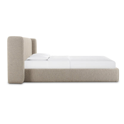 Duru Upholstered Performance Grade Platform Boucle Bed - Taupe