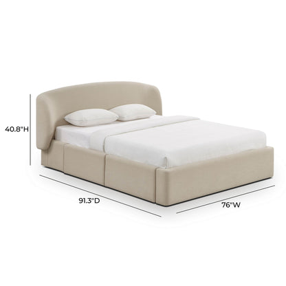 Savanna Upcycled Linen Platform Storage Bed - Taupe