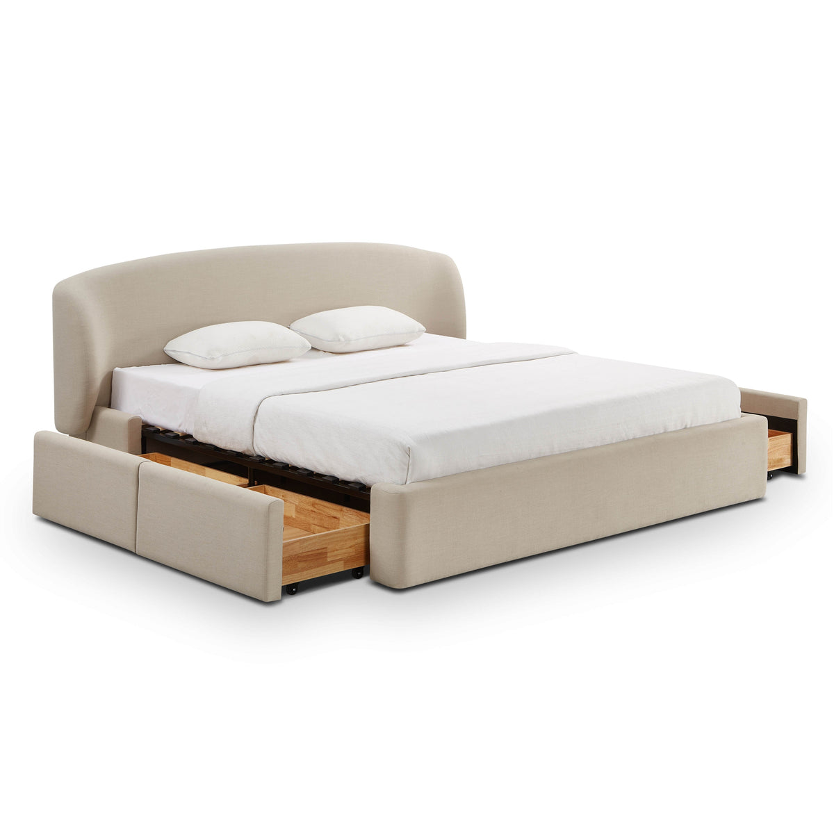 Savanna Upcycled Linen Platform Storage Bed - Taupe