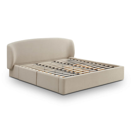 Savanna Upcycled Linen Platform Storage Bed - Taupe