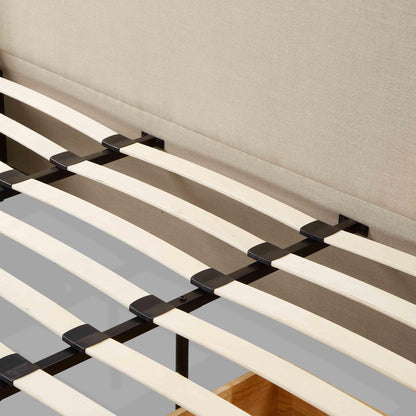 Savanna Upcycled Linen Platform Storage Bed - Cream