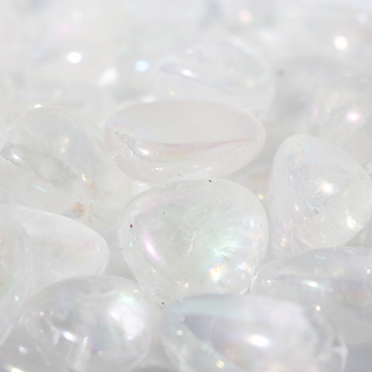 Rainbow Aura Clear Quartz Tumbled Stones (Enhanced)