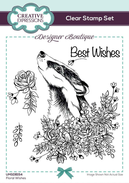 Creative Expressions Designer Boutique Floral Wishes 6 in x 4 in Stamp Set
