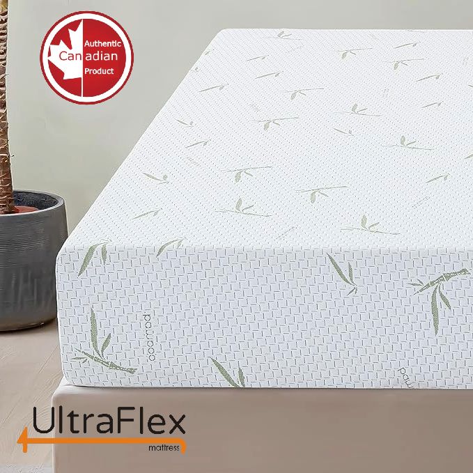 UltraFlex® EasySleep- Canadian-Made Medium Firm Gel Infused Reversible Comfort With Pressure Relief, Cooling Technology, Bamboo Cover, CertiPUR-US® Certified Foam Eco-Friendly Mattress (Made in Canada)