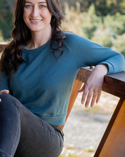 CLASSIC - Womens TENCEL™ Lyocell Crop Sweater Slate Blue