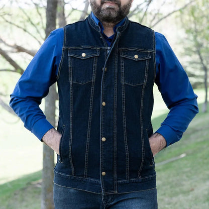 Versatile Denim Vest with Hoodie