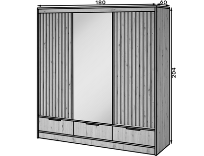 Voodi III Oak Wood Paneled Free Standing Wardrobe - Light Artisan Oak