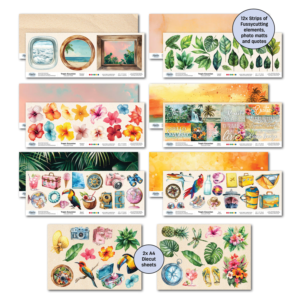 3Quarter Designs Tropic Excursion 12x12 Design Paper & Diecuts Set