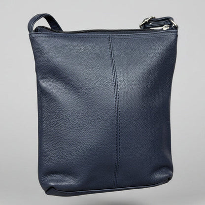 Slim Leather Crossbody. Small Vertical Zip Women’s Bag with Adjustable Strap
