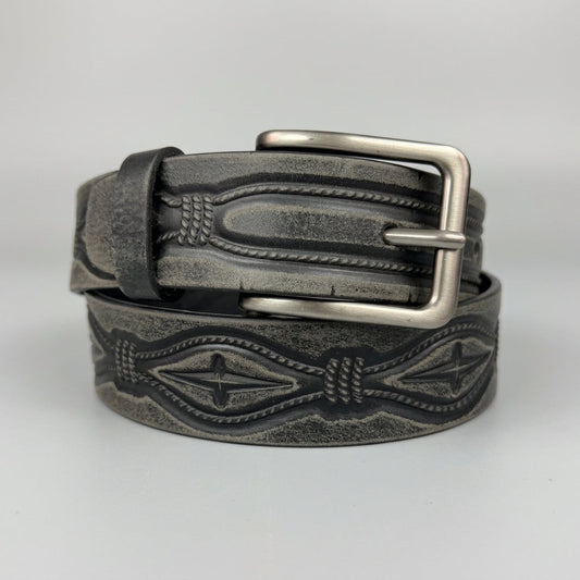 Keldon Men's Grain Leather Embossed Belt with Removable Buckle