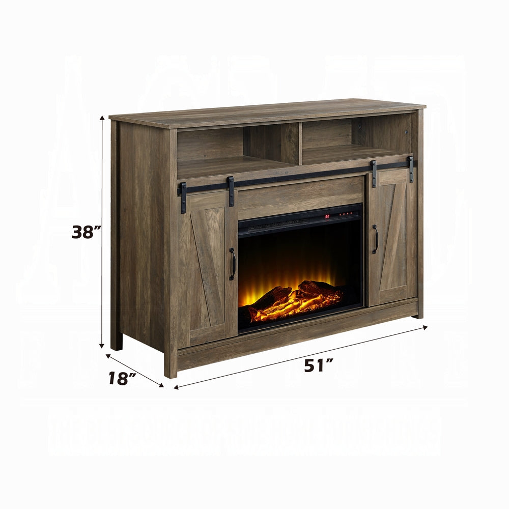 Hearth Barn Doors Storage Fireplace - Rustic Oak