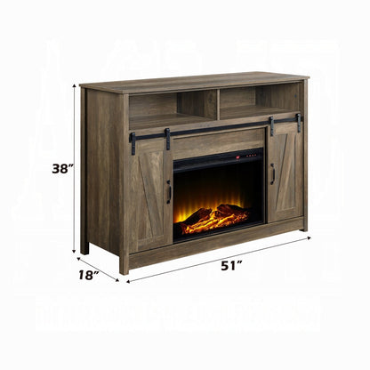 Hearth Barn Doors Storage Fireplace - Rustic Oak
