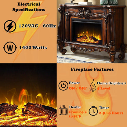 Gilded Antique Luxury Fireplace - Cherry Oak