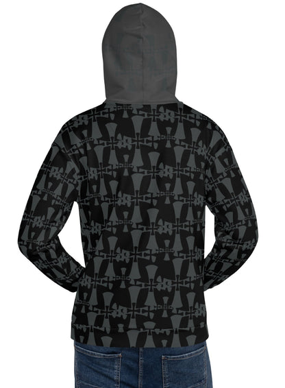 Men's Recycled Premium Black-Gray Hoodie-Allover 3 crusader print