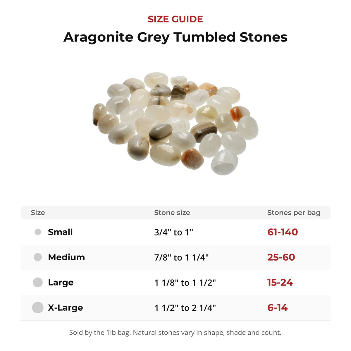Aragonite Grey Tumbled Stones