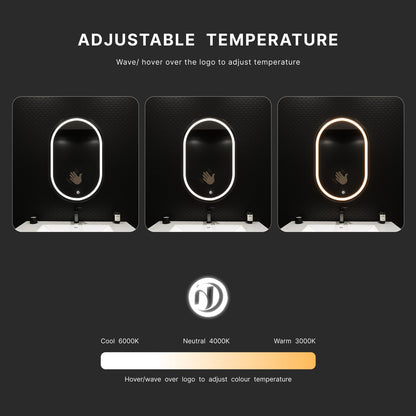 Arco Sense LED Bathroom Mirror, Dimmable, Copper-Free HD Silver Mirror – 22"x34" / 26"x34" / 28"x36"