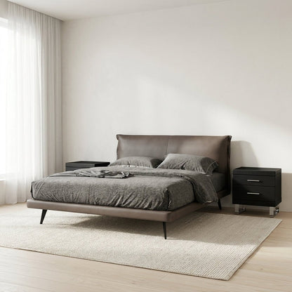 Aries Minimalist Brown Leather Bed