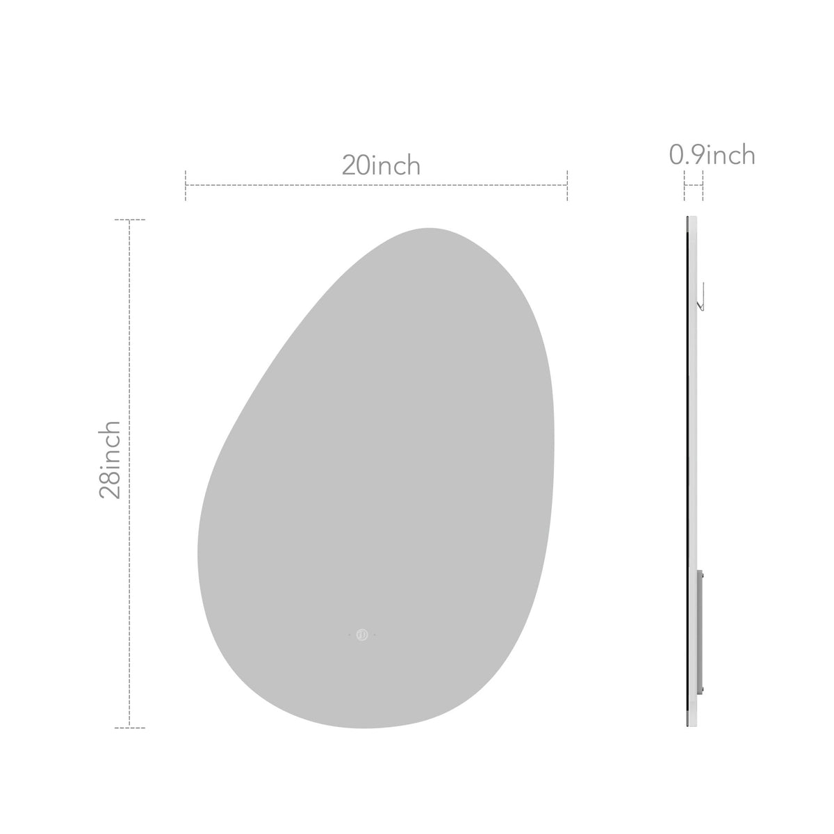 Asymmetrical Backlit LED Bathroom Mirror, Wave Sensor – 20"x28" / 24"x32"
