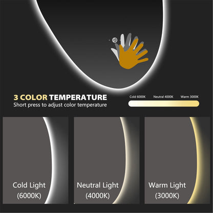 Asymmetrical Backlit LED Bathroom Mirror, Wave Sensor – 20"x28" / 24"x32"