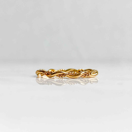 Bague torsadée en acier inoxydable plaqué or 18K | RHÉA
