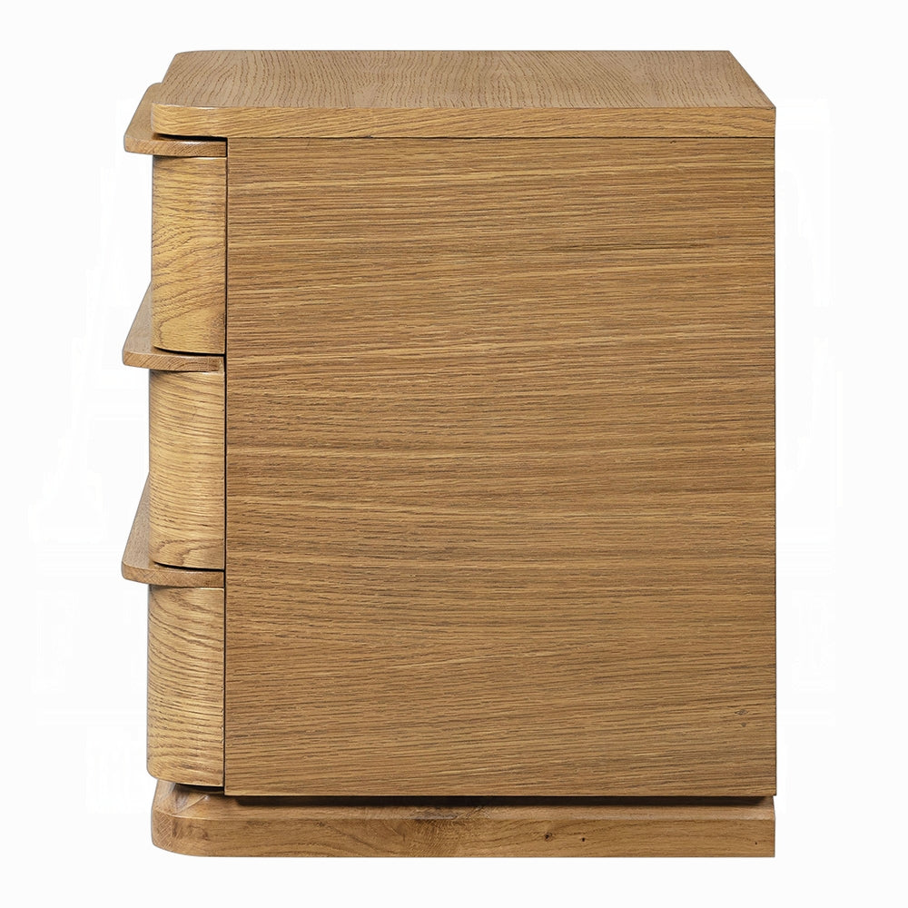 Yami 3 Drawer Wood Nightstand - Beige Oak