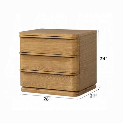 Yami 3 Drawer Wood Nightstand - Beige Oak