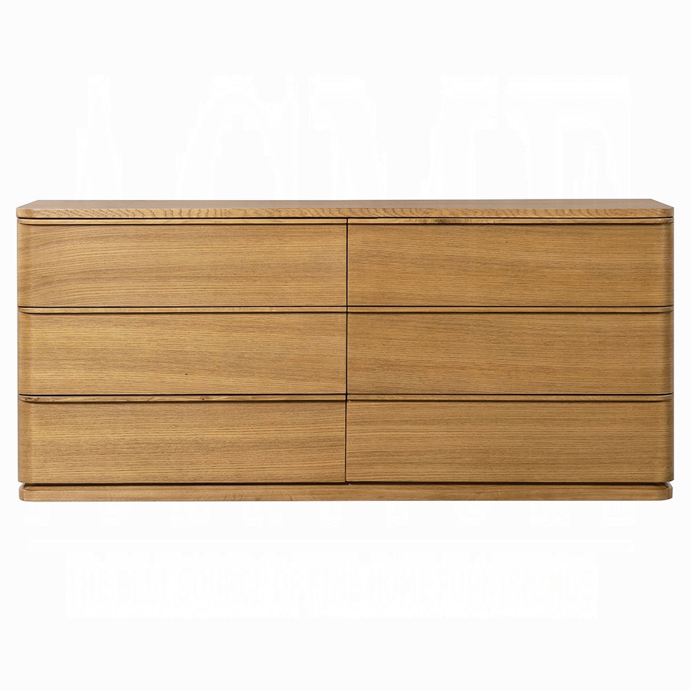 Yami 6 Drawer Wide Wooden Dresser - Beige Oak