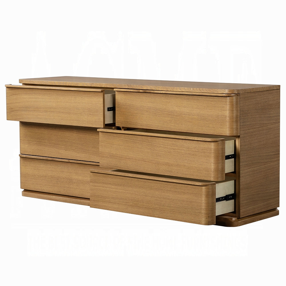 Yami 6 Drawer Wide Wooden Dresser - Beige Oak