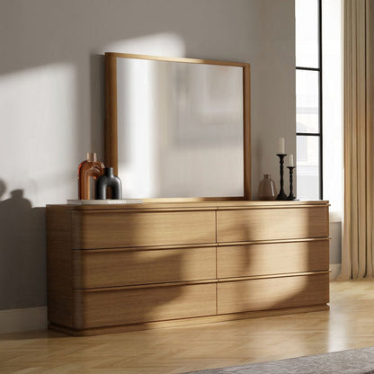 Yami 6 Drawer Wide Wooden Dresser - Beige Oak