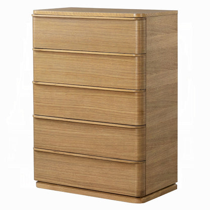 Yami 5 Drawer Tall Wooden Chest - Beige Oak
